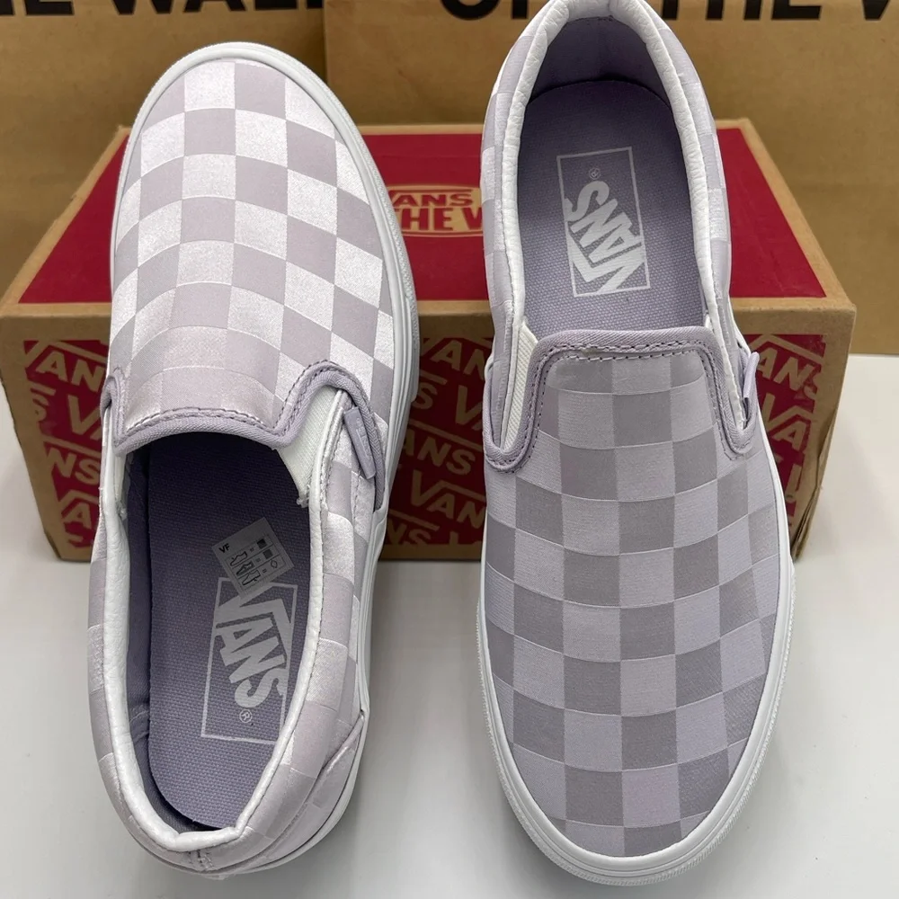 Vans Classic Slip-On Stackform Satin Checkerboard Lilac VN000CN1LLC Platform